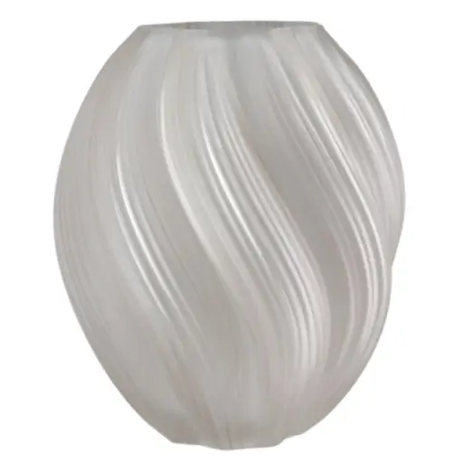 [183313-TT] Round Swirl Vase White 8in