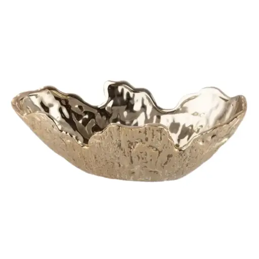 [183314-TT] Jagged Edge Textured Bowl Gold