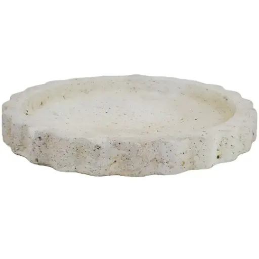 [183371-TT] Scalloped Travertine Tray