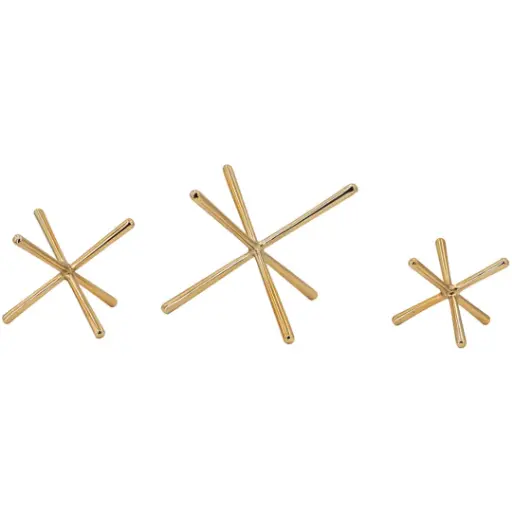 [183383-TT] Metal Jack Sculpture Set Gold 3pc