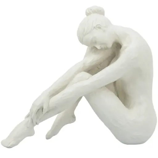[183384-TT] Sitting Woman Figurine White 9in