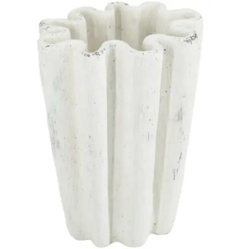 [183401-TT] Wavy Distressed Planter White 12in