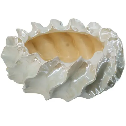 [183408-TT] Reactive Glaze Wavy Bowl 15.5x6in