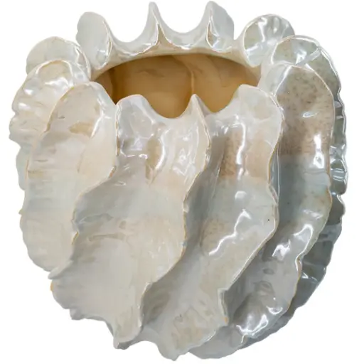 [183409-TT] Reactive Glaze Wavy Vase 10.5x10in