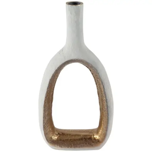 [183410-TT] Pierced Vase White & Gold 19.5in