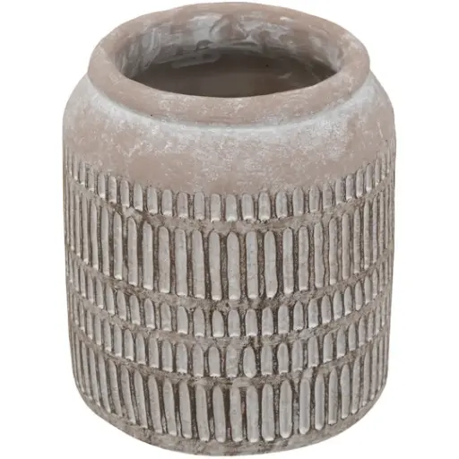 [183412-TT] Textured Cement Vase 7x8in