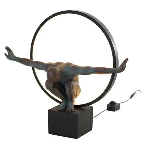 [183430-TT] Crouching Man Figurine Lamp 16x15in