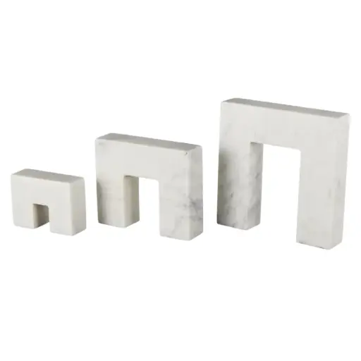 [183432-TT] Square Arch Marble Sculpture White 3pc