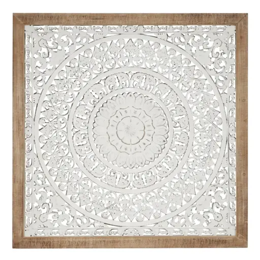 [183439-TT] Wooden Mandala Wall Decor White 47in