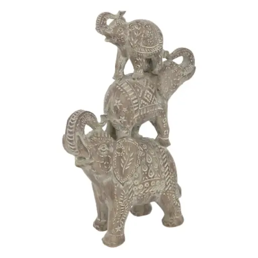 [183461-TT] Stacked Elephant Scuplture 12in