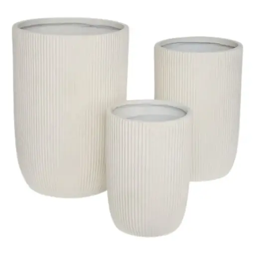 [183483-TT] Stoneware Planters White 18in 3pc