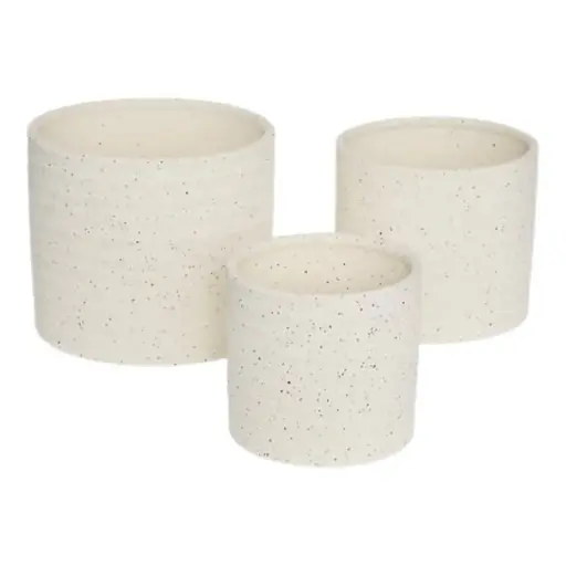 [183484-TT] Speckled Stoneware Planters White 3pc