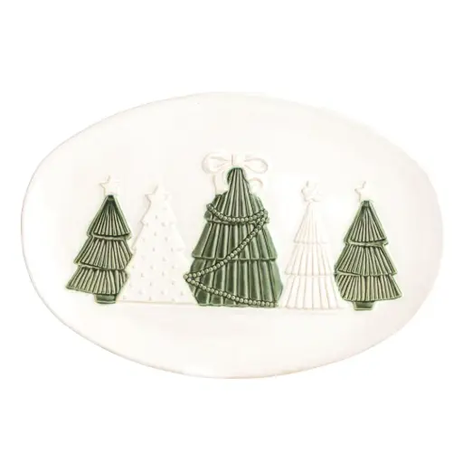 [183781-TT] Christmas Tree Platter White