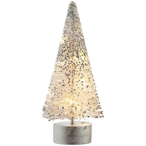 [183849-TT] Lighted Bottle Brush Tree White 10in