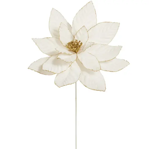 [183854-TT] Velvet Poinsettia Stem Ivory 22in