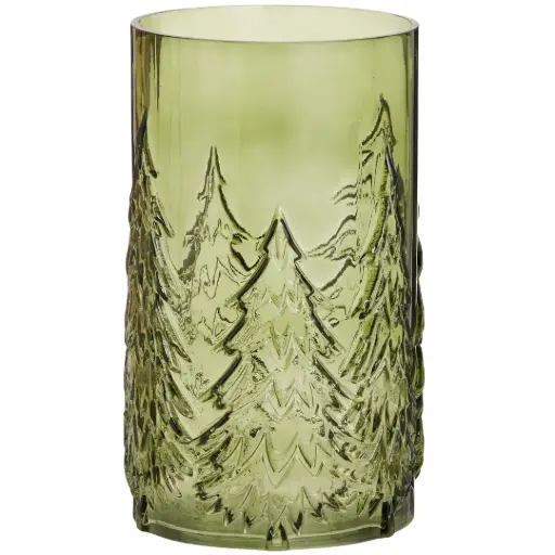 [183855-TT] Glass Tree Container Green 11in