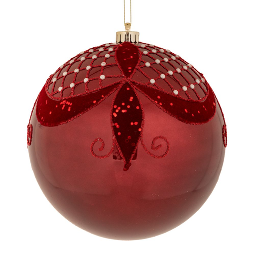 [183907-TT] Pearl Ornament Burgundy 8in