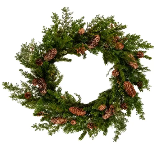 [183937-TT] Wreath with Pine Cones 22in