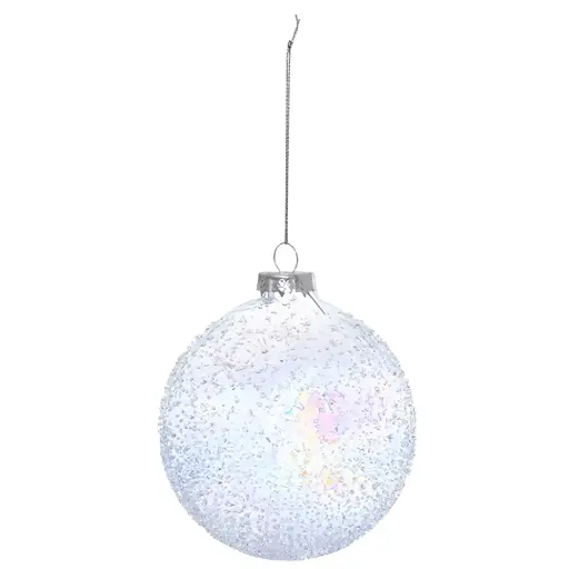 [183968-TT] Glass Bauble Dotted Iridescent 4in