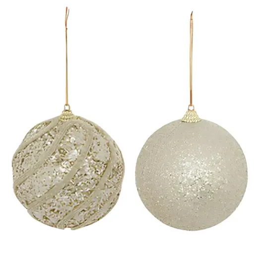[183971-TT] Glitter Bauble Gold Assorted 4in 1pc