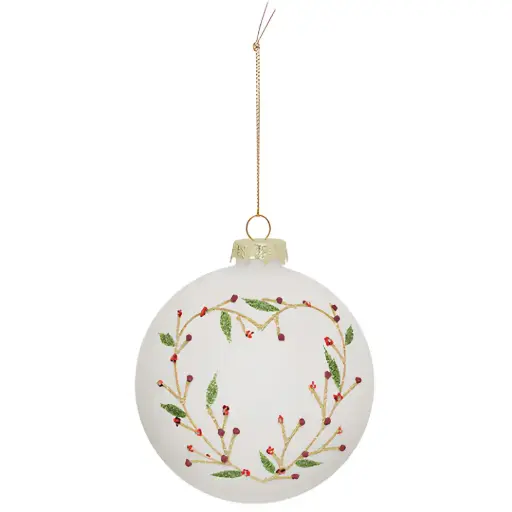 [183976-TT] Heart Glass Bauble Red & Green 4in