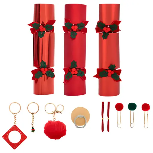 [183977-TT] Holly Crackers Red 6pc