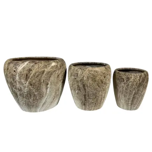 [184329-TT] Nanga Planter Set Brown 3pc