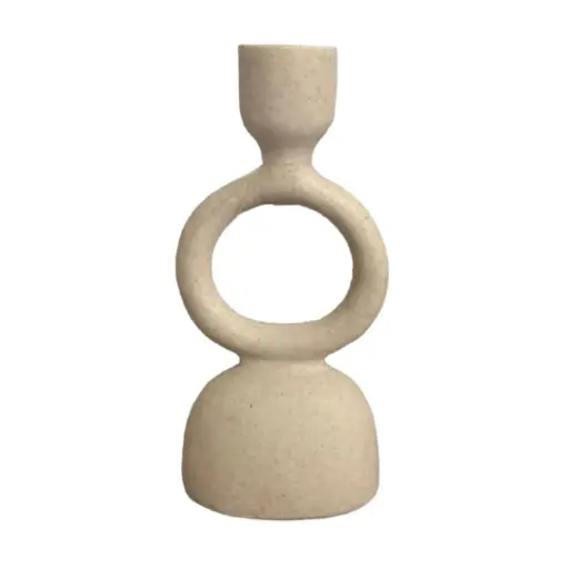 [184370-TT] Uma Candle Holder Beige 8in