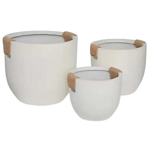 [184376-TT] Sien Cement Planter White 3pc