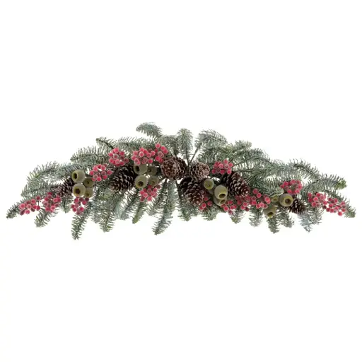 [184693-TT] Frosted Swag with Berries & Pine Cones 30in