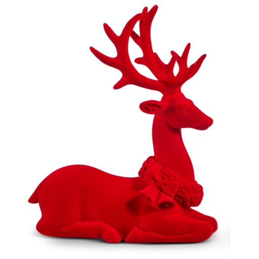 [184699-TT] Flocked Deer Red 8.5in
