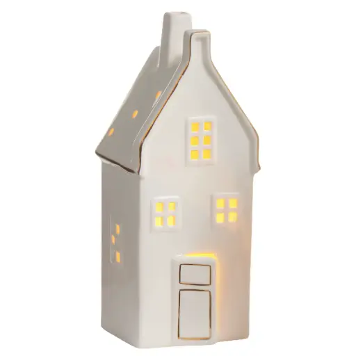 [184702-TT] Lighted House White Assorted 8.25in 1pc