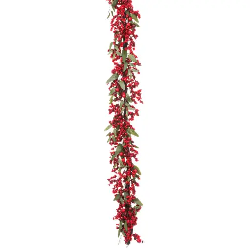 [184749-TT] Berry & Rosehip Garland Red 6ft