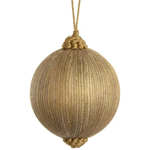 [184764-TT] Metallic Threaded Ball Ornament Gold 4in