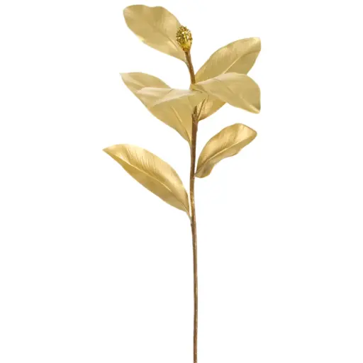 [184765-TT] Metallic Magnolia Leaf Spray Gold 29in
