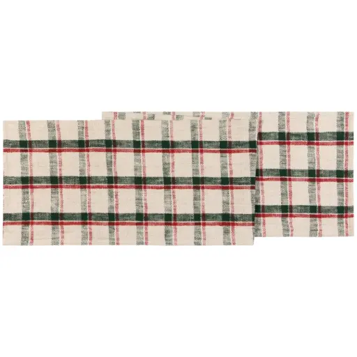 [184832-TT] Woven Noel Plaid Table Runner 72in