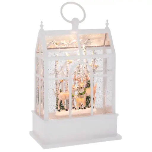 [184884-TT] Christmas LED Lantern with Glitter White