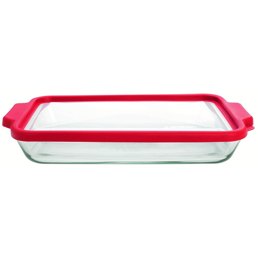 [303338-TT] Anchor Hocking Bake Dish With TrueFit Lid Red 3QT