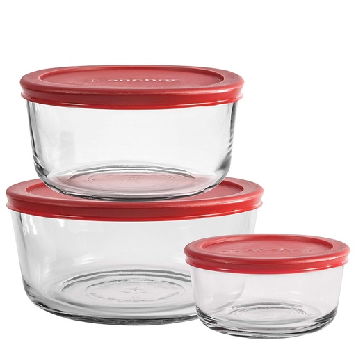 [149735-TT] Anchor Hocking Round Storage Container Red 6pc