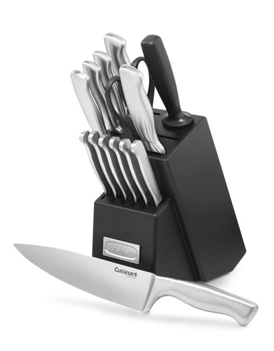 [130994-TT] Cuisinart 15-Piece Block Set With Stainless Steel Handles