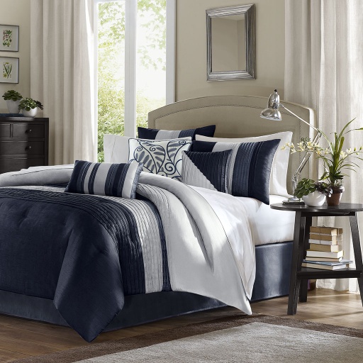 [303613-TT] Amherst King Comforter Set Navy