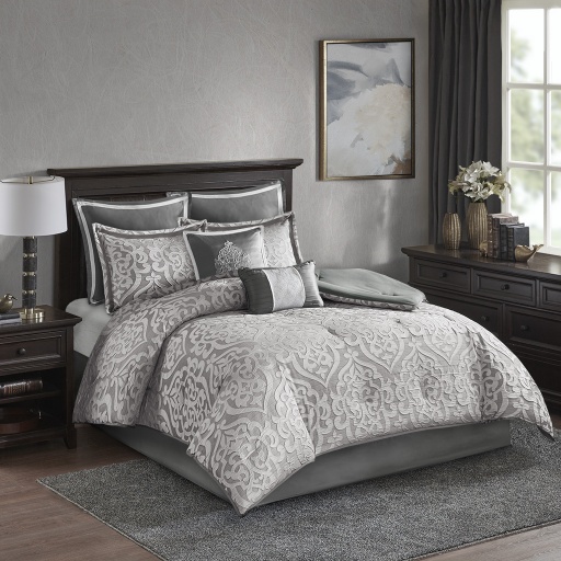 [304627-TT] Odette King Comforter Set Silver