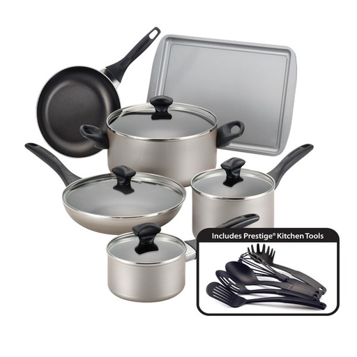 [133716-TT] Farberware Nonstick Cookware Set Champagne 15pc