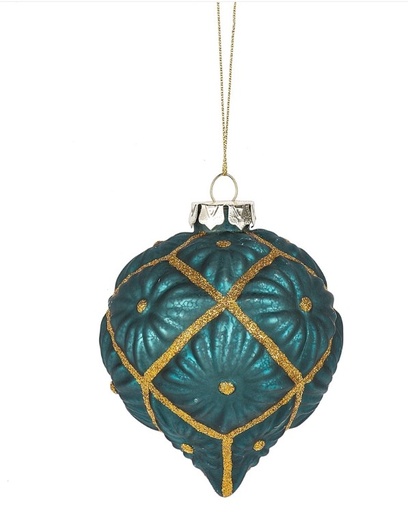 [302211-TT] Glass Faceted Onion Ornament