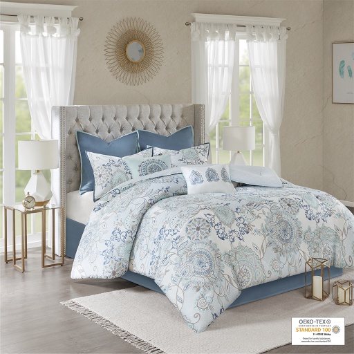 [159983-TT] Isla King Reversible Comforter Set Blue