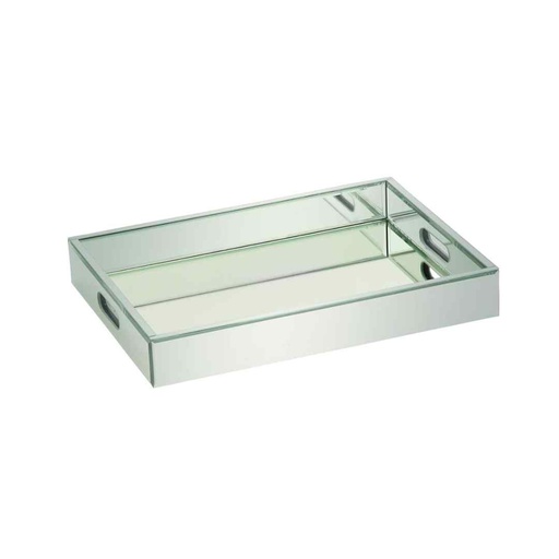 [161091-TT] Wooden Mirrored Tray 14x18in