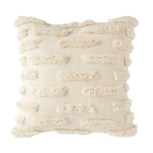 [161153-TT] Natural Woven Pillow w Fringe Detail 20in