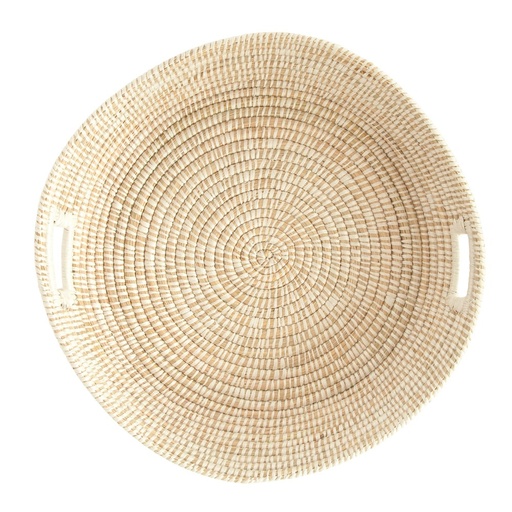 [161200-TT] Round Hand-Woven Grass Basket with Handles 23in