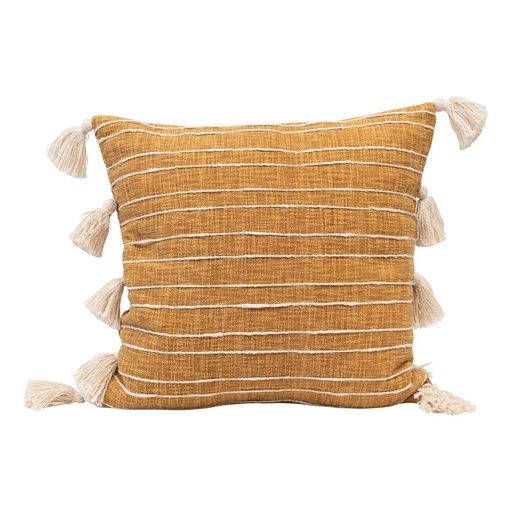 [161210-TT] Striped Woven Pillow Yellow 22in