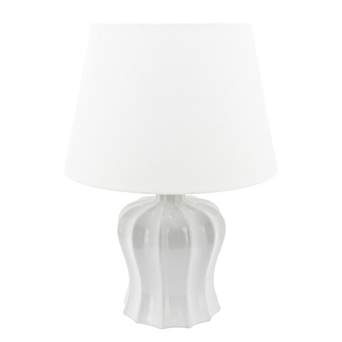 [161239-TT] White Pleated Urn Table Lamp 24.5in